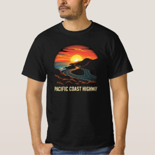 T-shirt Vintage Pacific Coast Highway Sunset - Californie