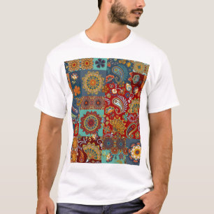 T-shirt Vintage Paisley Mandala Patchwork coloré