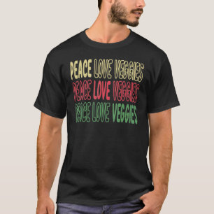 T-shirt Vintage Paix Amour Légumes Végétalien Végétalisme