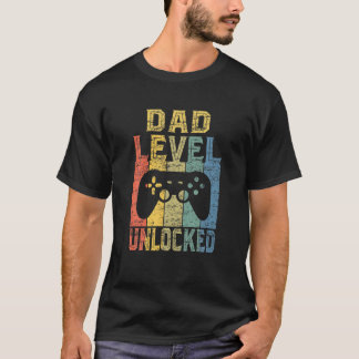 T-shirt Vintage Papa Niveau Déverrouillé Est. 2021 Nouveau