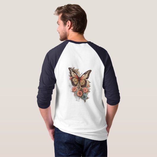 T-shirt Vintage : Papillon rétro (Dos entier)