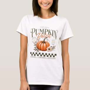 T-shirt vintage Patch de citrouilles citrouille rustique,