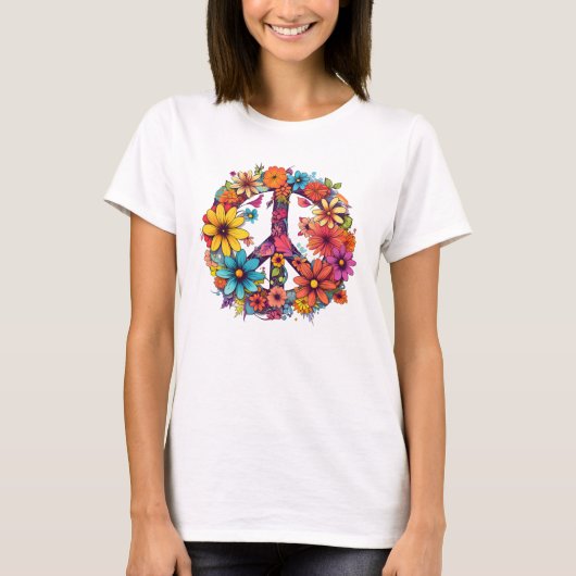 T-shirt vintage Peace and Wild Flowers (Devant)