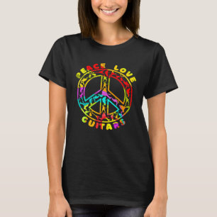 T-shirt Vintage Peace Love Guitars 60s les années 70 Retro