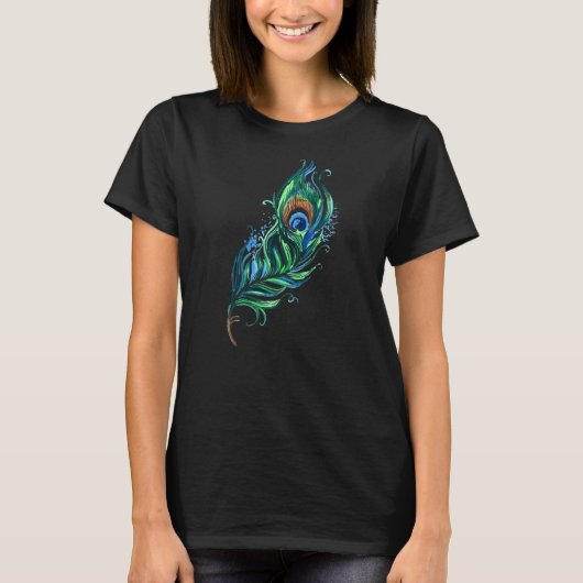 T-shirt Vintage Peacock Feather Birds Animal Graphisme (Devant)