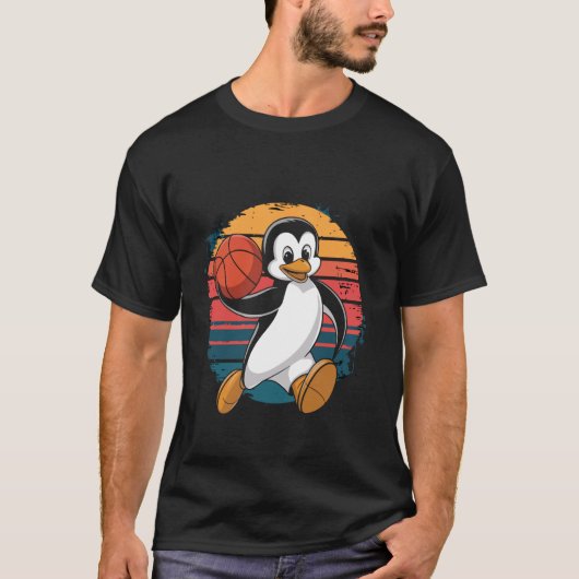 T-shirt Vintage Penguin Playing Basketball Penguin lovers (Devant)