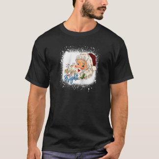 T-shirt Vintage Père Noël Face Joyeux et brillant Bleu