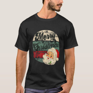 T-shirt Vintage Père Noël Joyeux visage de Noël Vieux Fash
