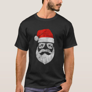 T-shirt Vintage Père Noël Visage Lunettes de soleil Beard 