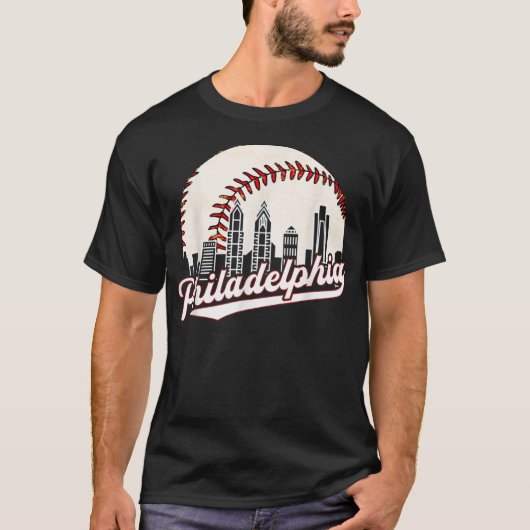 T-shirt Vintage Philadelphia Baseball Skyline Retro Philly (Devant)