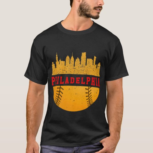 T-shirt Vintage Philadelphia Baseball Skyline Retro Philly (Devant)