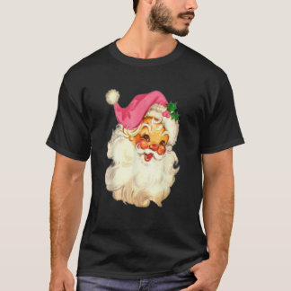 T-shirt Vintage Pink Santa Claus Pink Christmas Design