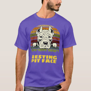 T-shirt Vintage Pitbull Repose Pit Face Drôle Pitbull Lo