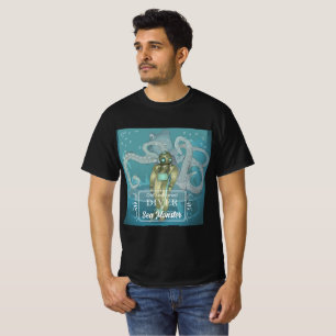 T-shirt Vintage plongeur et monstre marin