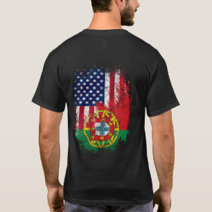 T-shirt Vintage Portugal Et Américain Avec Drapeau Cool Ca