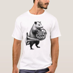T-shirt Vintage Possum Opossum Jouer Français Corne