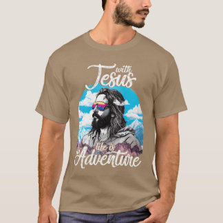 T-shirt Vintage Quote With Jesus life is an Adventure girl