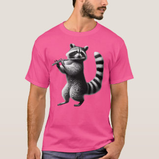 T-shirt Vintage Raccoon Jouer Flûte Flûte Flûte Joueur