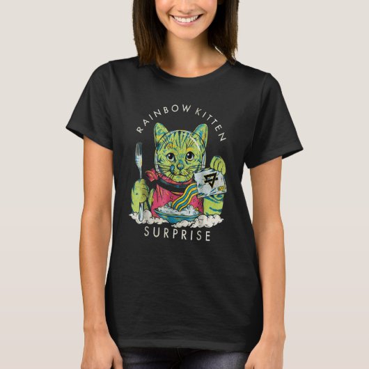 T-shirt Vintage Rainbow Kitten Surprise  Cat (Devant)