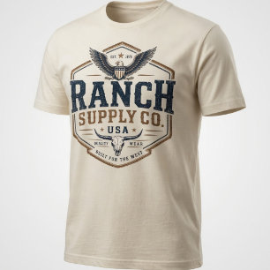 T-shirt Vintage Ranch Supply Co USA Longhorn Aigle