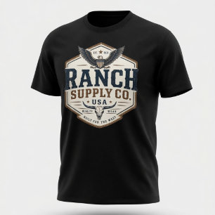 T-shirt Vintage Ranch Supply Co USA Longhorn Aigle