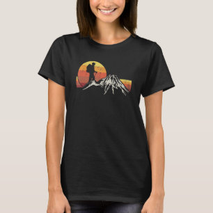 T-shirt Vintage Randonnée Randonneur Retro Sunset Silhouet