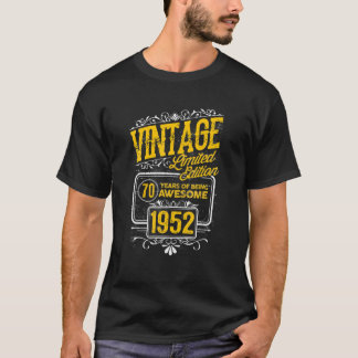 T-shirt Vintage Rétro 1952 70 Ans Awesome 70E Anniversaire