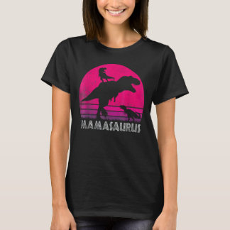 T-shirt Vintage Retro 2 Enfants Mamasaurus Coucher De Sole
