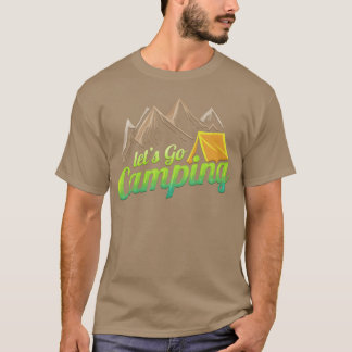 T-shirt Vintage Rétro Allons camper aux Montagnes fami