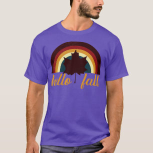 T-shirt Vintage Retro Arc-en-Ciel Bonjour Automne