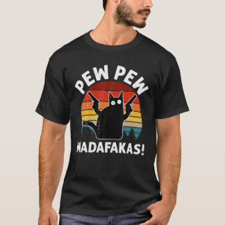 T-shirt Vintage Retro B.L.A.C.K C.A.T P.E.W P.E.W Madafaka