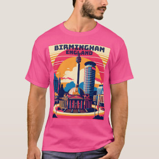 T-shirt Vintage Retro Birmingham Angleterre Landmarks Skyl