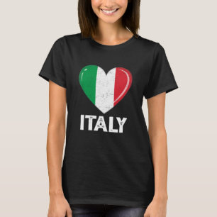 T-shirt Vintage Retro Coeur patriotique Italie Distresse D