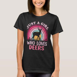 T-shirt Vintage Retro Deer  Just A Girl Who Loves Deers