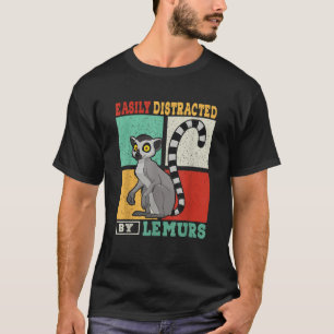 T-shirt Vintage Rétro Facilement Distrait Par Lemurs Fa Dr