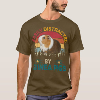T-shirt Vintage Rétro Facilement Distrait Par Les Cochons 