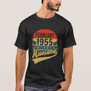 T-shirt Vintage Rétro Février 1955 67E Anniversaire Cadeau