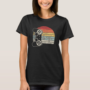 T-shirt Vintage Retro Gamer Heartbeat Jeux Vidéo Jeu E