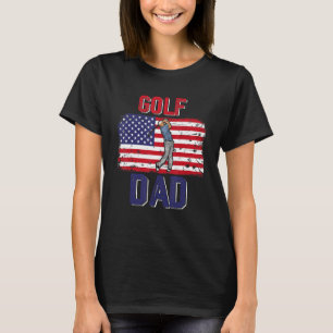 T-shirt Vintage Retro Golf Papa Joueur Américain Drapeau P