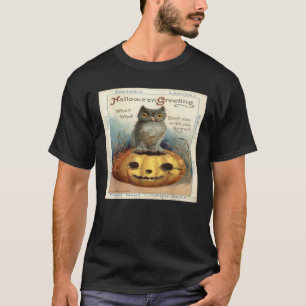 T-shirt Vintage Retro Halloween Citrouille Chat Carte post