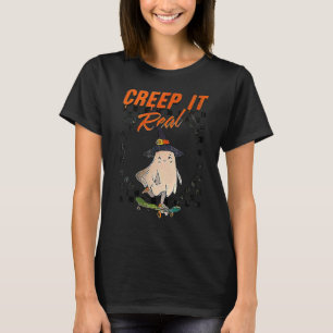 T-shirt Vintage Retro Halloween Creep It Real Ghost Boy Fa