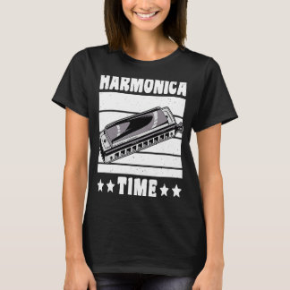 T-shirt Vintage Retro Harmonica Time 1