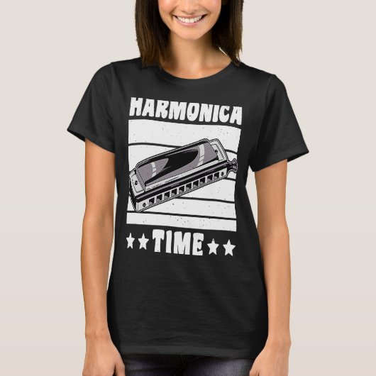 T-shirt Vintage Retro Harmonica Time 1 (Devant)