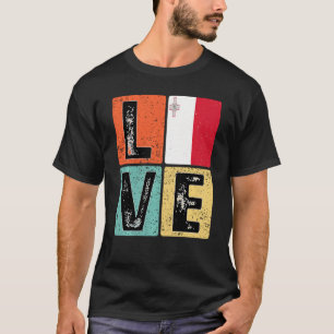 T-shirt Vintage Retro I Love Malte Drapeau Pour La Fierté