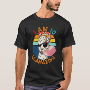 T-shirt Vintage Retro I'm 10 Et Llamazing Llama Sunglasse