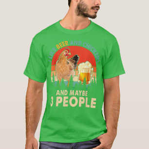 T-shirt Vintage Retro J'Aime Bière Et Poulets Peut-Être 3 