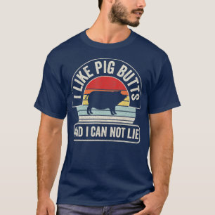 T-shirt Vintage Retro J'Aime Les Boutons De Cochon Et Je N