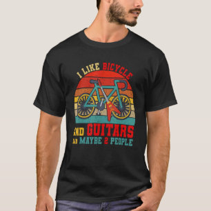 T-shirt Vintage Rétro J'aime Vélo Et Guitares Et Peut-être