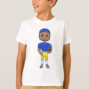 T-shirt vintage retro joueur de football bleu jaune simple