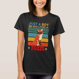 T-shirt Vintage Retro Juste Un Garçon Qui Aime Les Foxes M